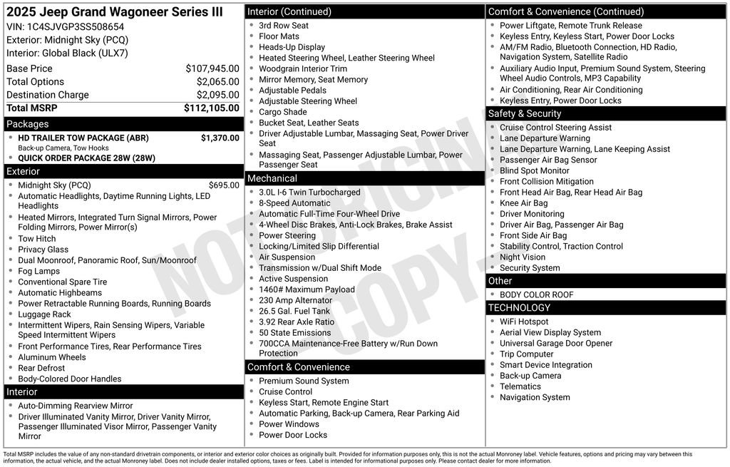 New 2025 Jeep Grand Wagoneer Series III w/ HD Trailer Tow Package AWD/4WD image 4