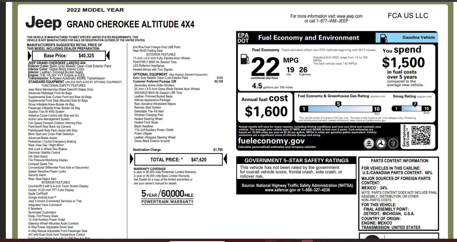 Used 2022 Jeep Grand Cherokee Altitude AWD/4WD image 4
