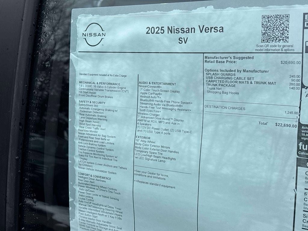 Used 2025 Nissan Versa SV w/ Trunk Package image 9