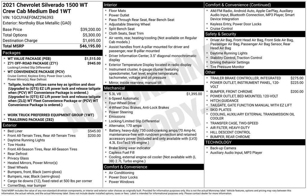 Certified 2021 Chevrolet Silverado 1500 W/T w/ WT Value Package image 13