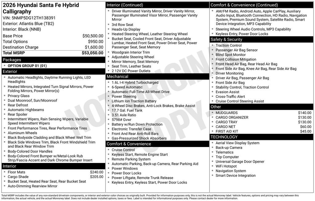 New 2026 Hyundai Santa Fe Calligraphy AWD/4WD image 2