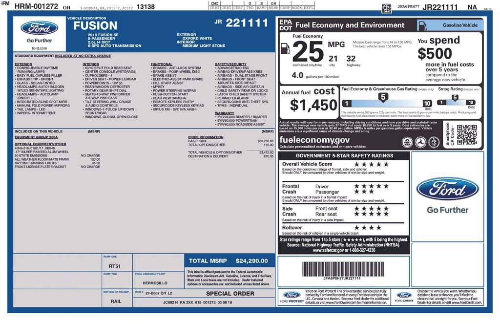 Used 2018 Ford Fusion SE