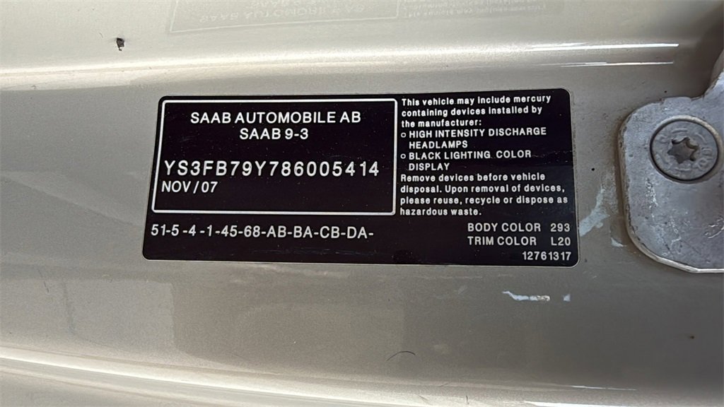 Used 2008 Saab 9-3 2.0T w/ Cold Weather Package image 33