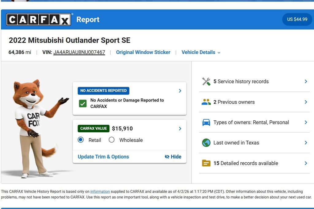 Used 2022 Mitsubishi Outlander Sport SE image 10