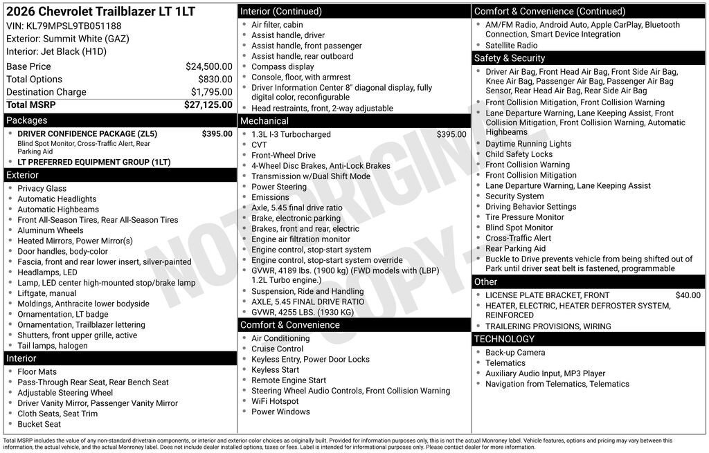 New 2026 Chevrolet TrailBlazer LT w/ Driver Confidence Package image 25