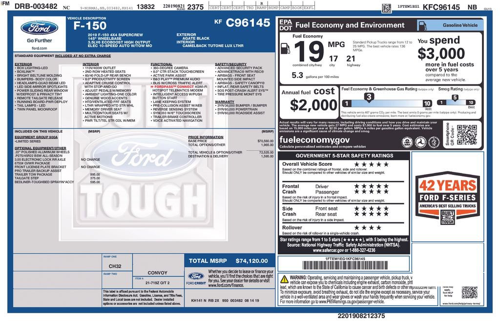 Used 2019 Ford F150 Limited w/ Trailer Tow Package image 33