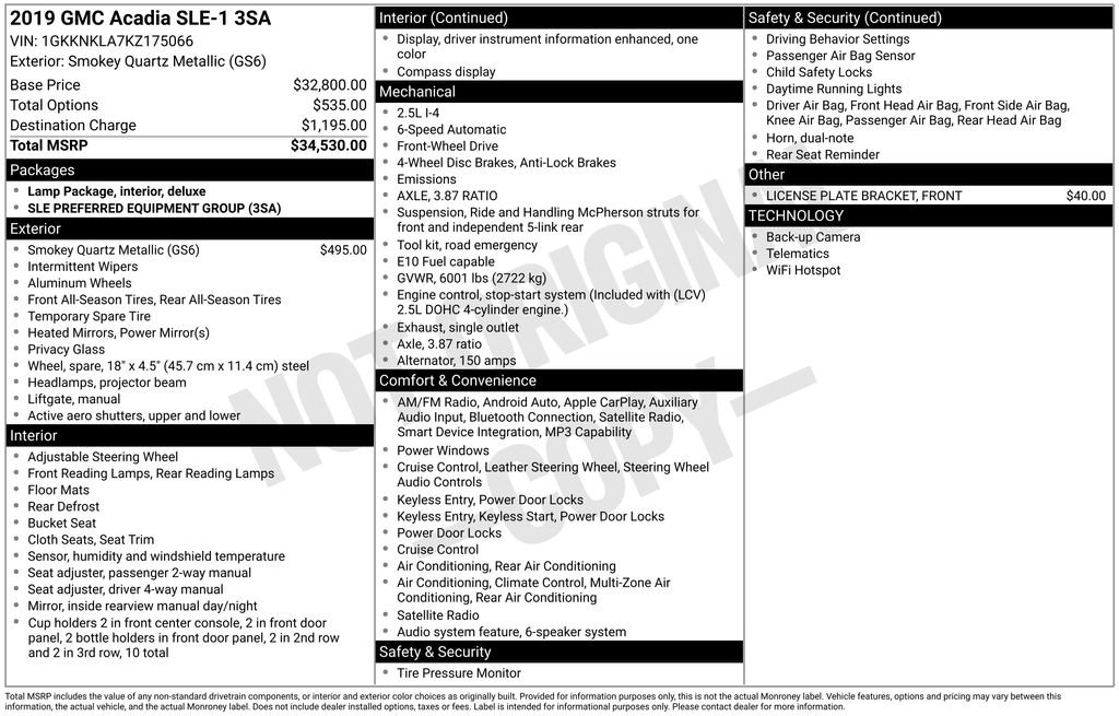 Used 2019 GMC Acadia SLE FWD image 6