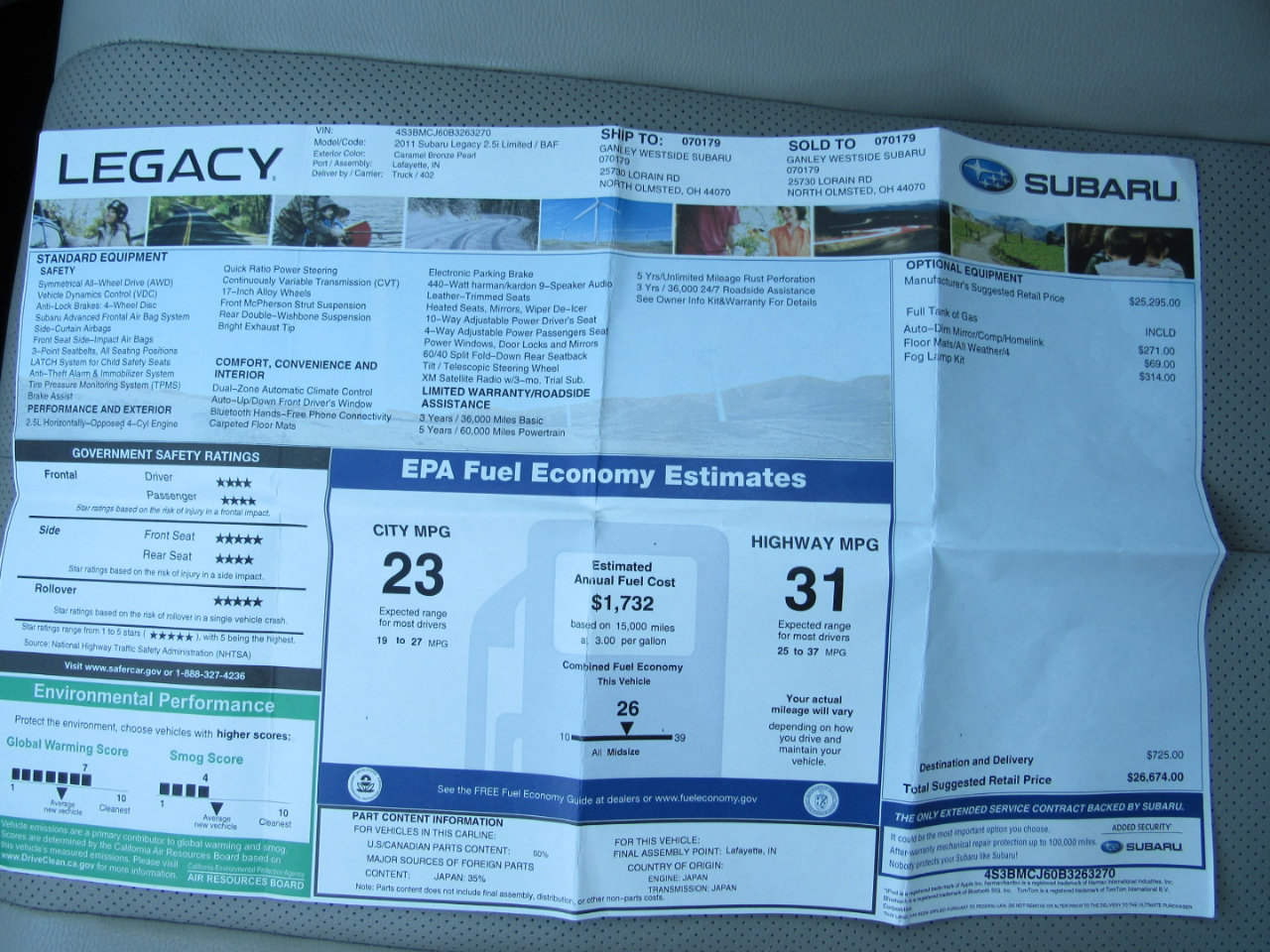 Used 2011 Subaru Legacy 2.5i Limited image 20