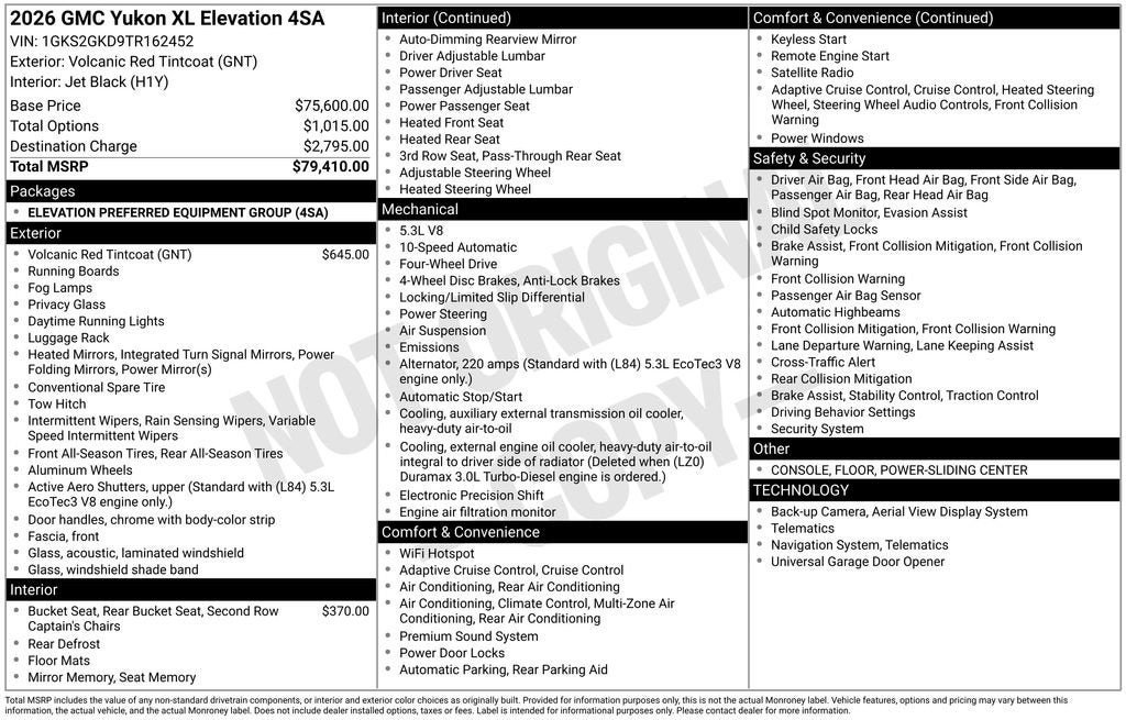 New 2026 GMC Yukon XL Elevation AWD/4WD image 26