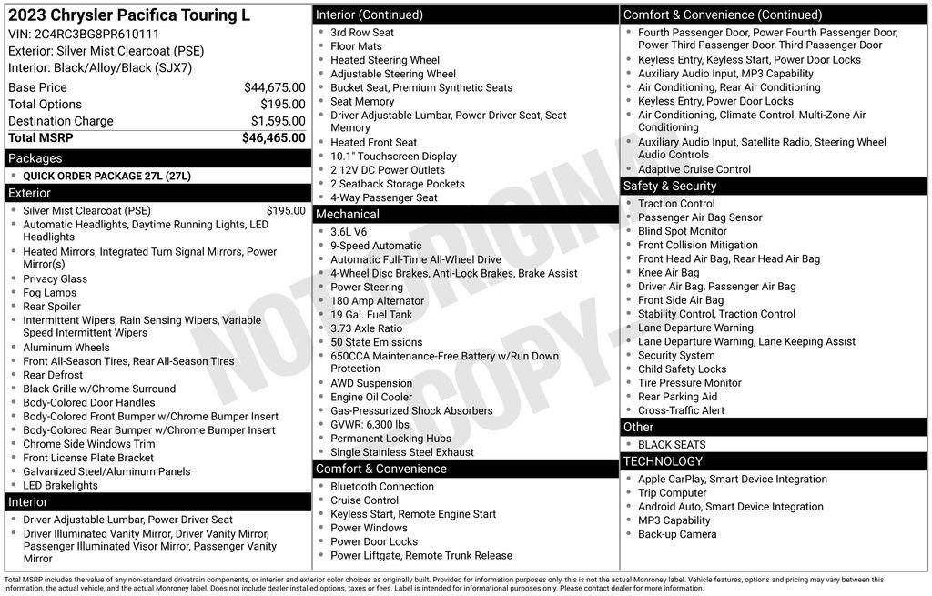 Used 2023 Chrysler Pacifica Touring-L AWD/4WD image 33