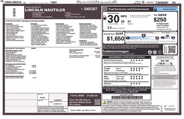 New 2026 Lincoln Nautilus Reserve w/ Jet Appearance Package AWD/4WD image 5