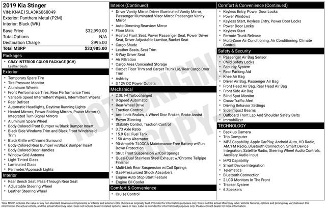 Used 2019 Kia Stinger RWD image 15