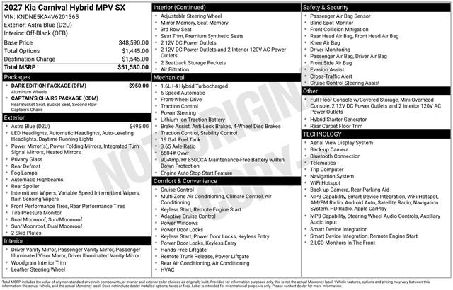 New 2027 Kia Carnival SX w/ Dark Edition Package FWD image 30