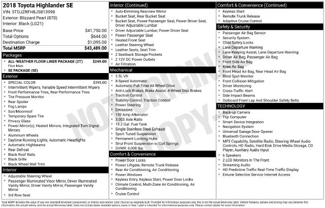 Certified 2018 Toyota Highlander SE AWD/4WD image 37