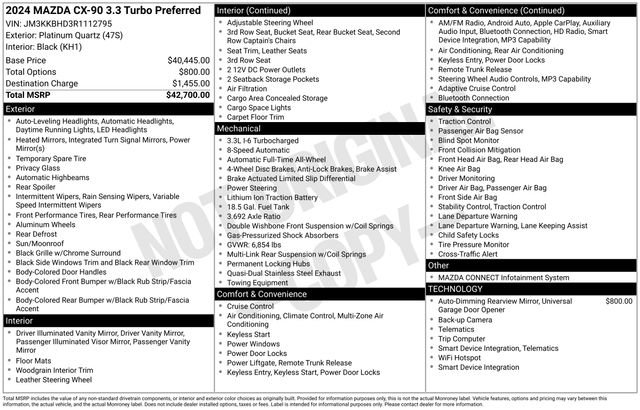 Certified 2024 MAZDA CX-90 3.3 Turbo w/ Preferred Package AWD/4WD image 19