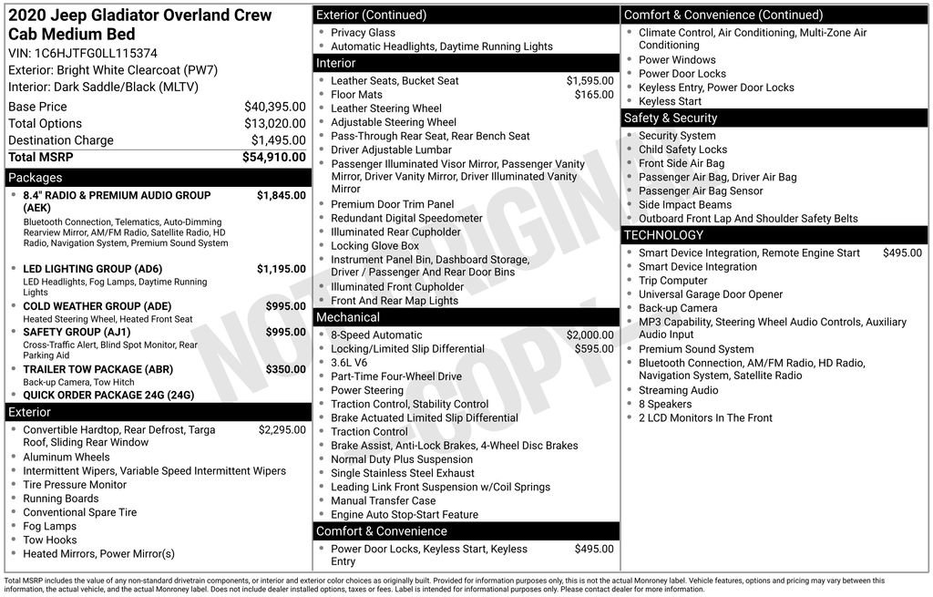 Used 2020 Jeep Gladiator Overland AWD/4WD image 6