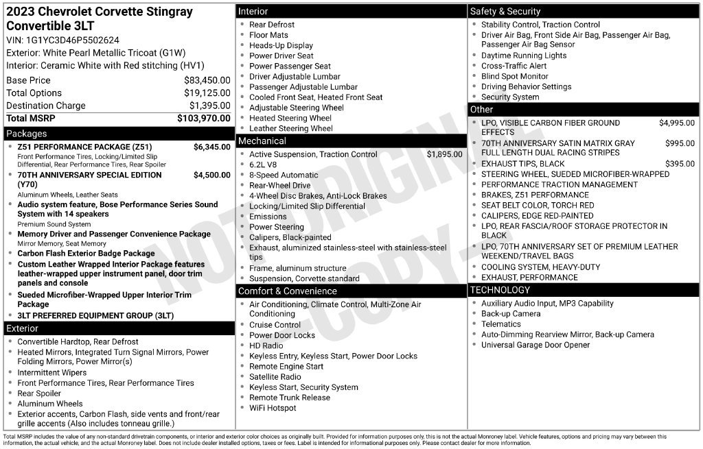 Used 2023 Chevrolet Corvette Stingray Premium Conv w/ Z51 Performance Package RWD image 11