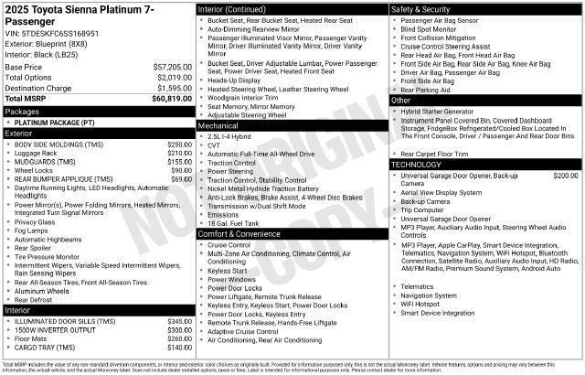 Certified 2025 Toyota Sienna Platinum AWD/4WD image 35