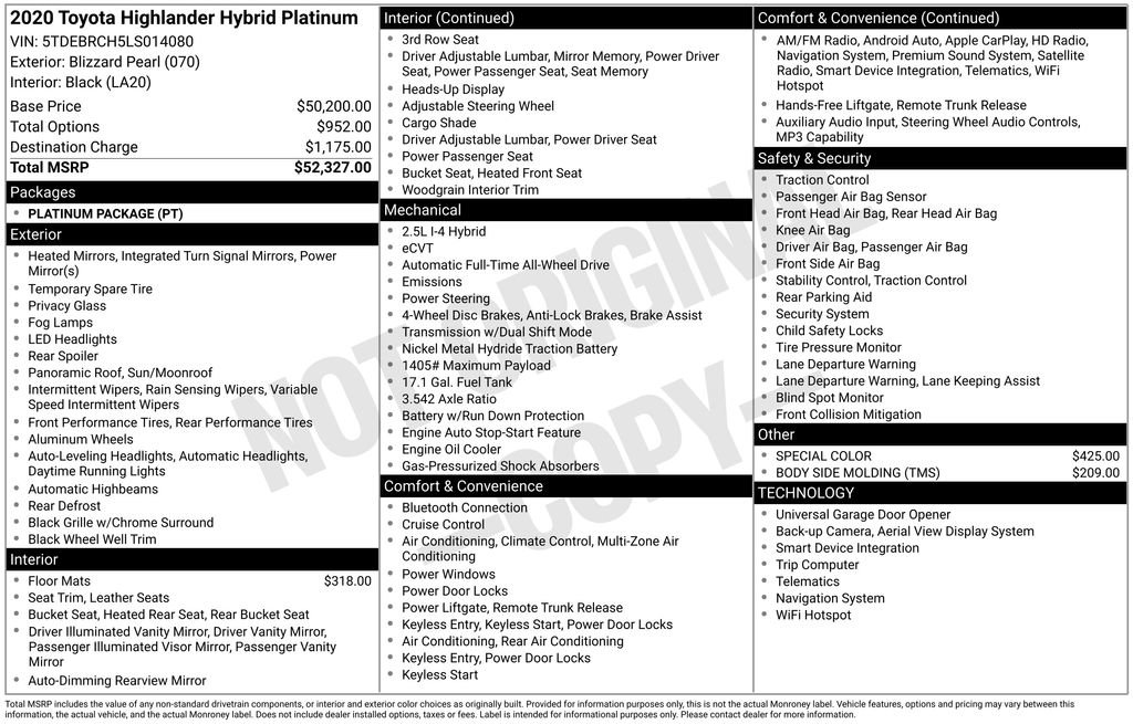 Certified 2020 Toyota Highlander Platinum AWD/4WD image 4