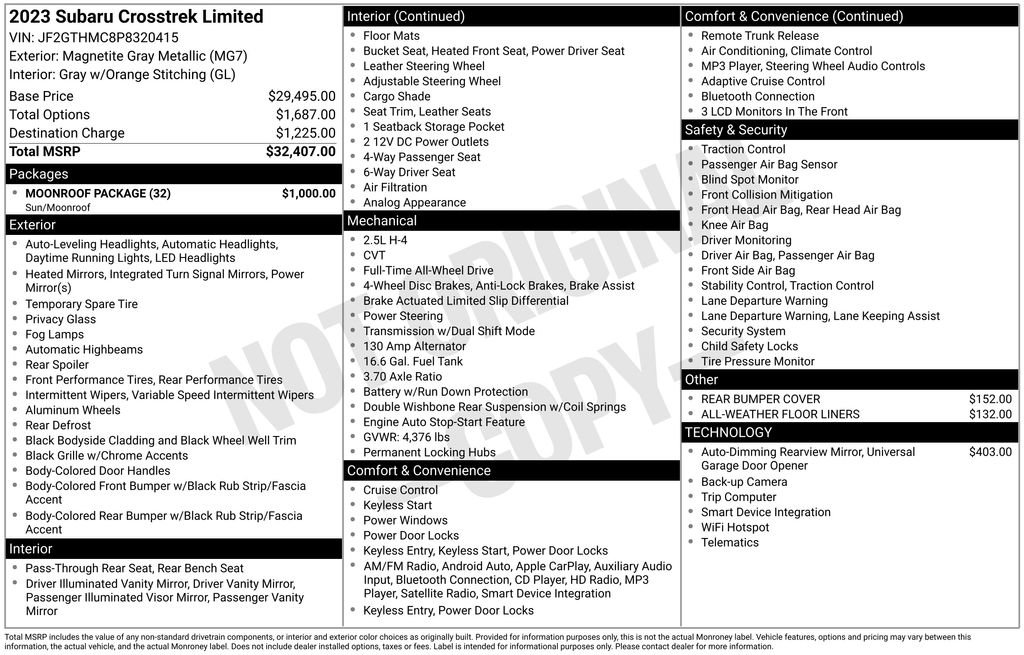 Certified 2023 Subaru Crosstrek 2.5i Limited w/ Moonroof Package image 39