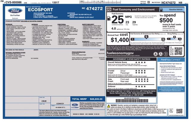 Used 2022 Ford EcoSport SE AWD/4WD image 33
