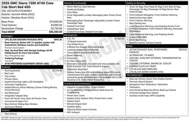 New 2026 GMC Sierra 1500 AT4X w/ LPO, Black Badging Package AWD/4WD image 20
