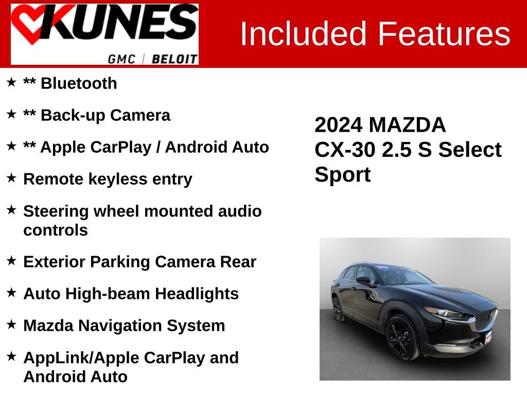 Used 2024 MAZDA CX-30 AWD 2.5 S w/ Select Sport Pkg image 2