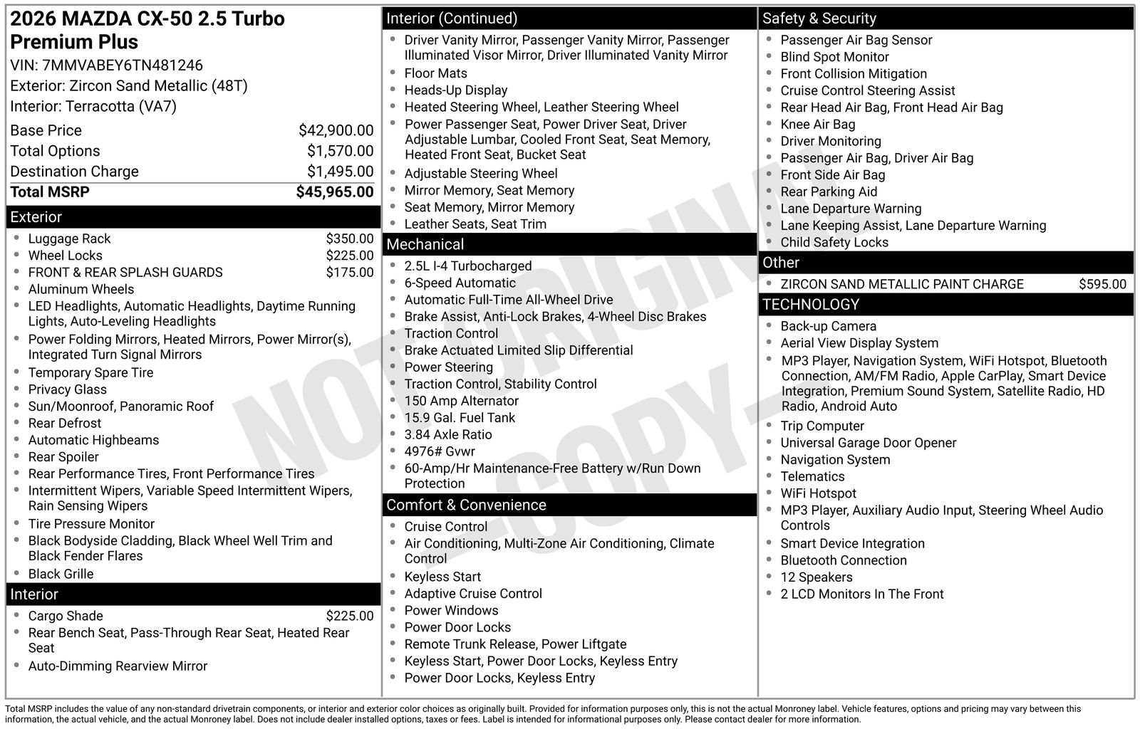 Certified 2026 MAZDA CX-50 2.5 Turbo w/ Premium Plus Pkg AWD/4WD image 17