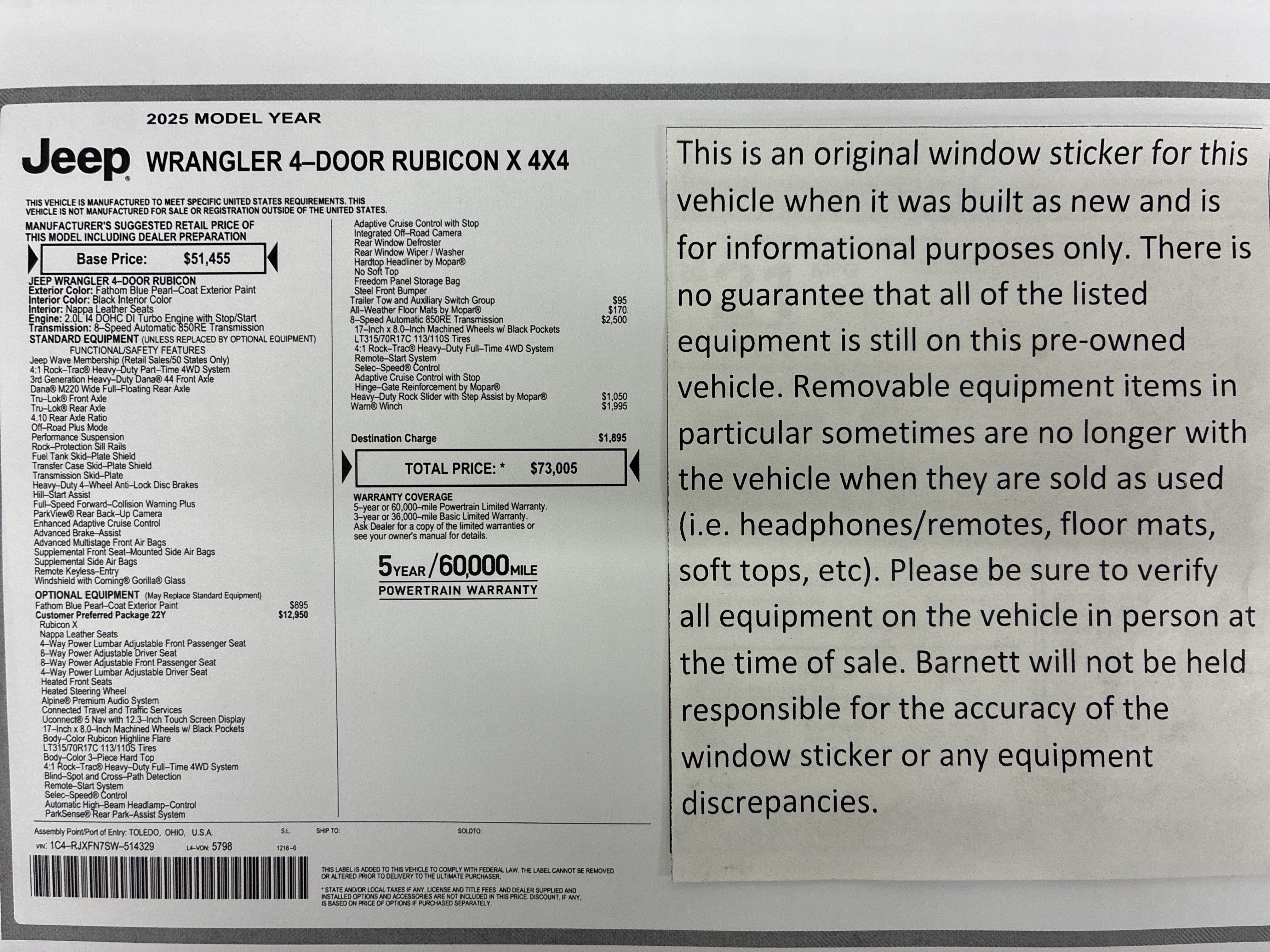 Certified 2025 Jeep Wrangler Unlimited Rubicon AWD/4WD image 2