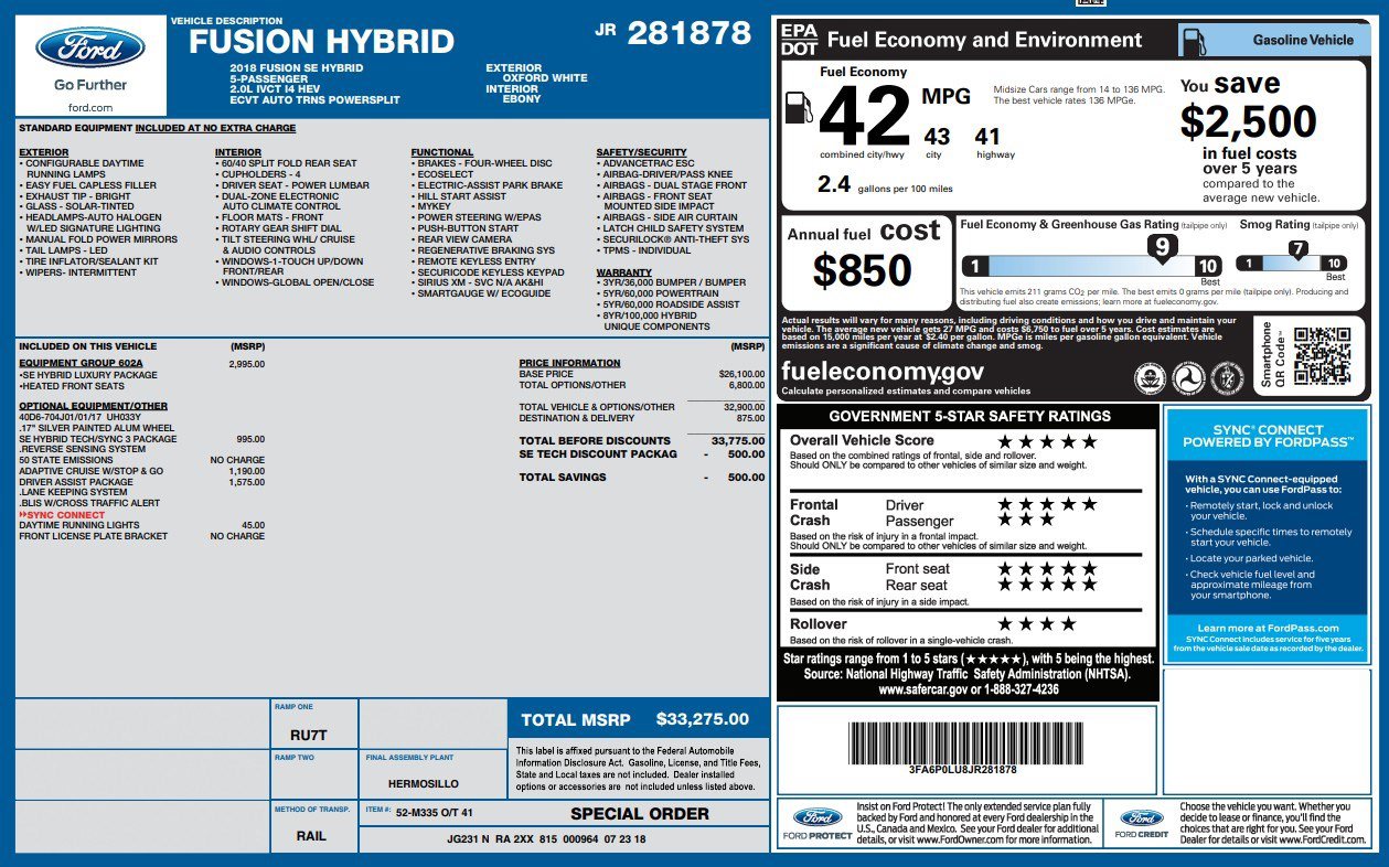 Used 2018 Ford Fusion SE w/ Equipment Group 602A FWD image 4