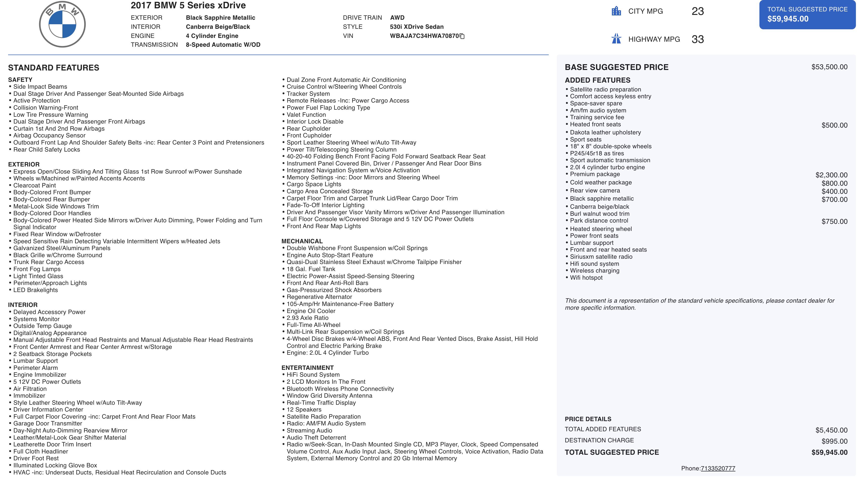 Used 2017 BMW 530i xDrive w/ Premium Package image 2