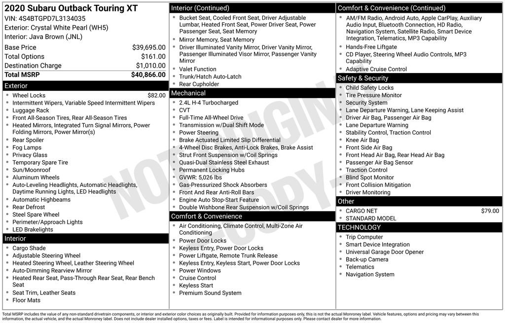 Used 2020 Subaru Outback Touring XT image 48