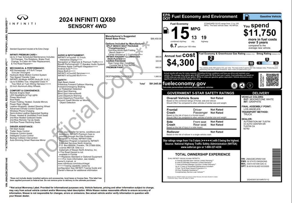 Used 2024 INFINITI QX80 Sensory w/ Cargo Package AWD/4WD image 3