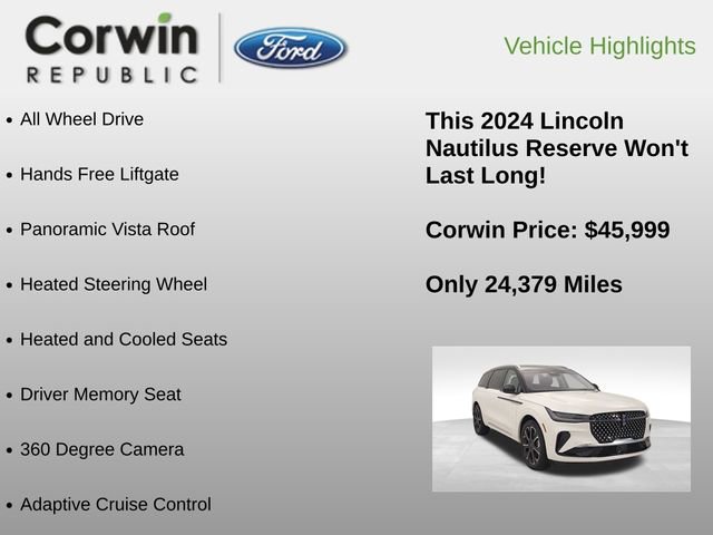 Used 2024 Lincoln Nautilus Reserve w/ Equipment Group 202A image 6