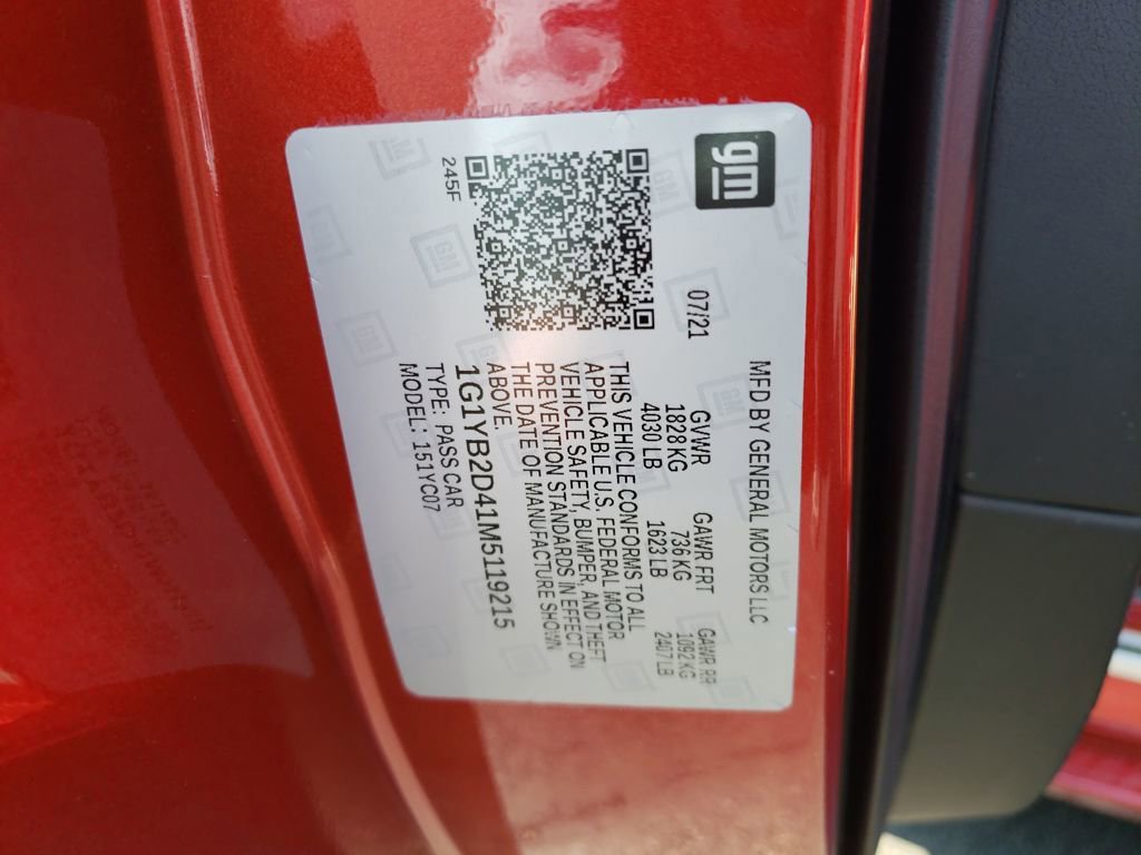 Used 2021 Chevrolet Corvette Stingray Preferred Cpe w/ Body-Color Dual Roof Package image 30