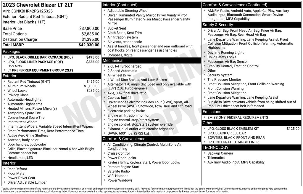 Used 2023 Chevrolet Blazer LT w/ LPO, Black Grille Bar Package image 44