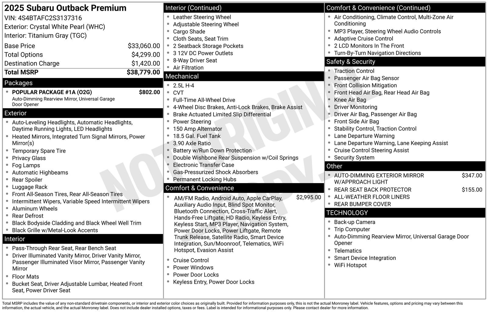 Certified 2025 Subaru Outback Premium w/ Popular Package #1A image 34