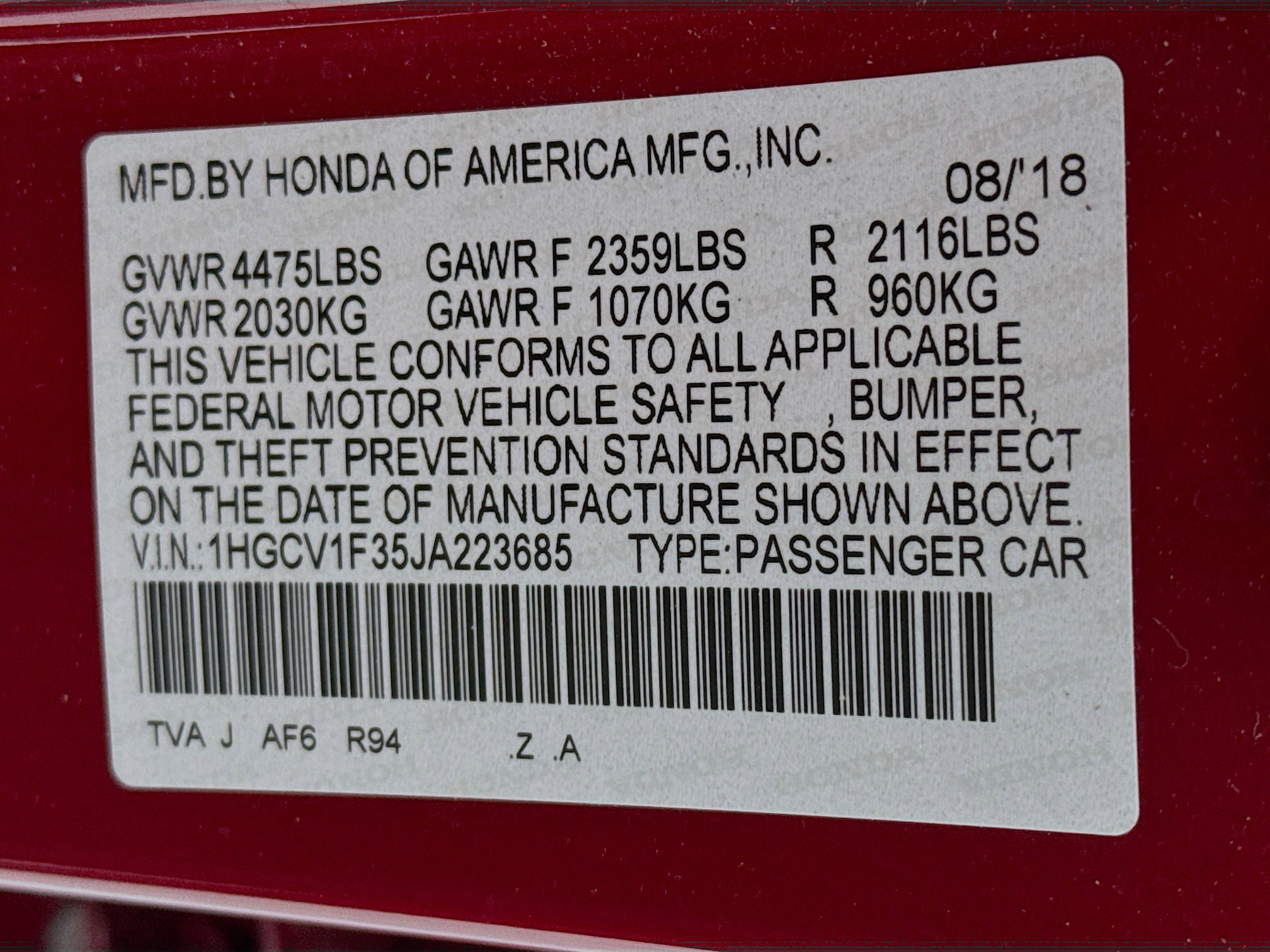 Certified 2018 Honda Accord Sport image 29