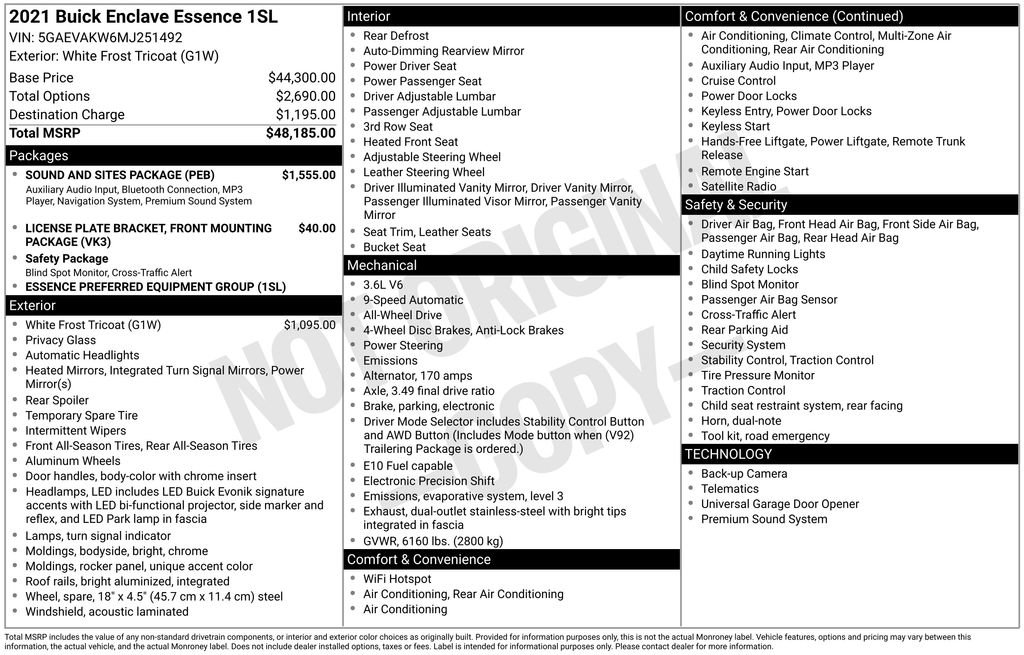 Used 2021 Buick Enclave Essence w/ Sound and Sites Package image 4