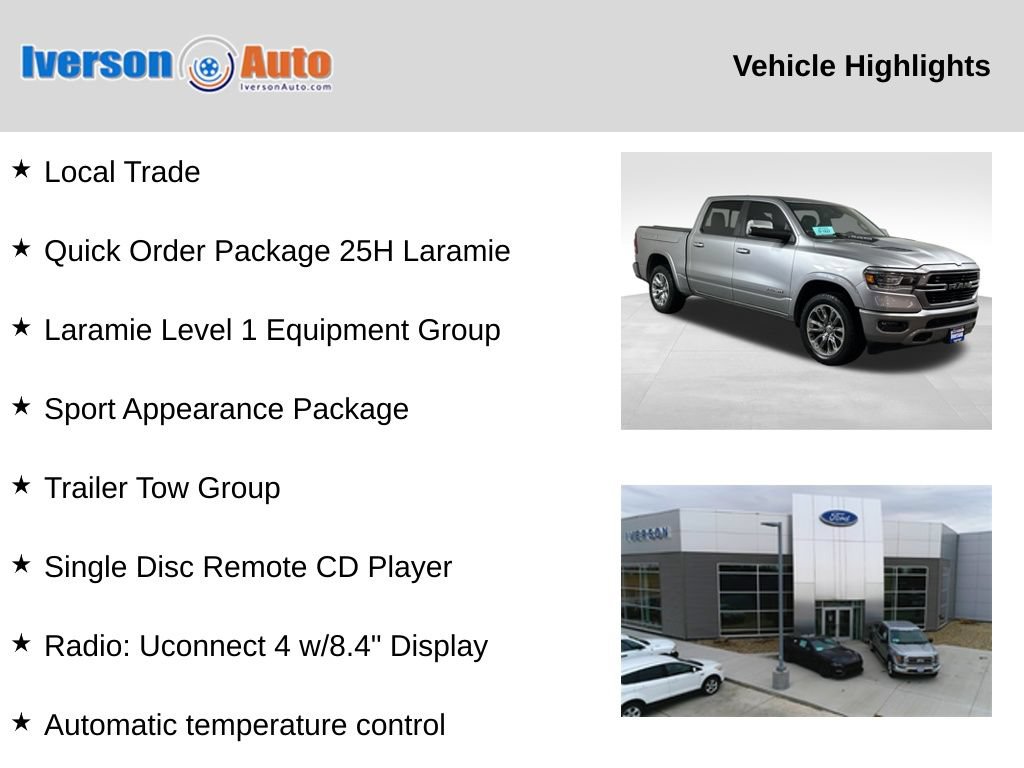 Used 2019 RAM 1500 Laramie w/ Sport Appearance Package AWD/4WD image 2