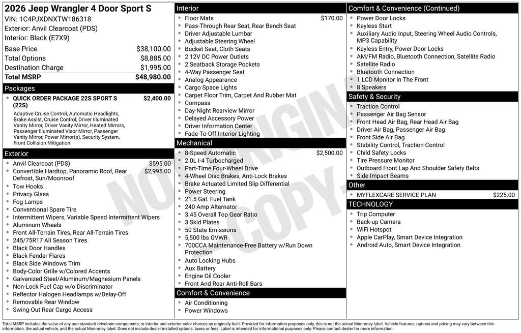 New 2026 Jeep Wrangler Sport S image 9