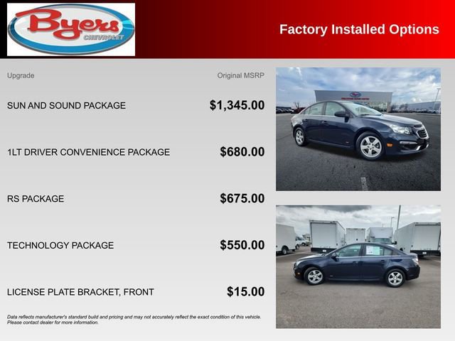 Used 2015 Chevrolet Cruze LT w/ Sun And Sound Package image 10