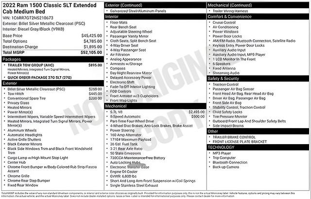 Used 2022 RAM 1500 Classic SLT w/ Trailer Tow Group AWD/4WD image 33