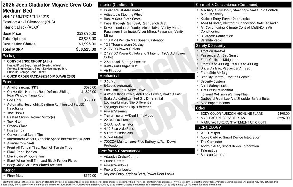 New 2026 Jeep Gladiator Mojave AWD/4WD image 9