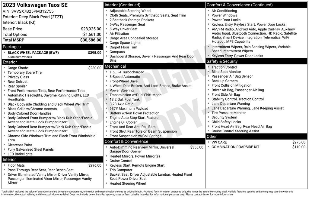 Used 2023 Volkswagen Taos SE w/ Black Wheel Package image 49