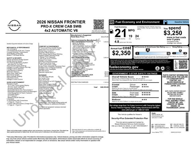 New 2026 Nissan Frontier Pro-X w/ Pro Premium Package RWD image 45