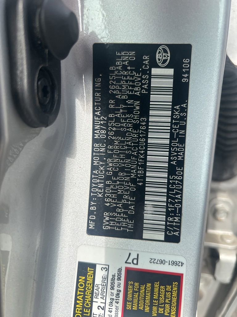 Used 2012 Toyota Camry SE w/ Leather Pkg FWD image 14