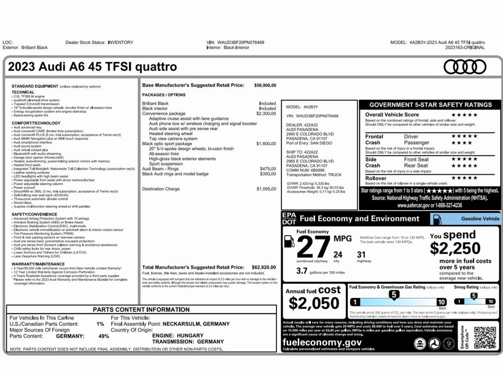 Used 2023 Audi A6 2.0T Premium w/ Convenience Package image 2
