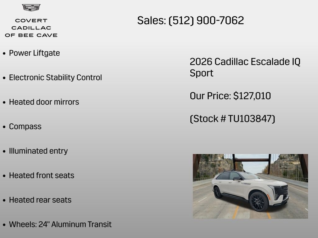 New 2026 Cadillac Escalade IQ Sport 1 w/ LPO, ONYX Package AWD/4WD image 12