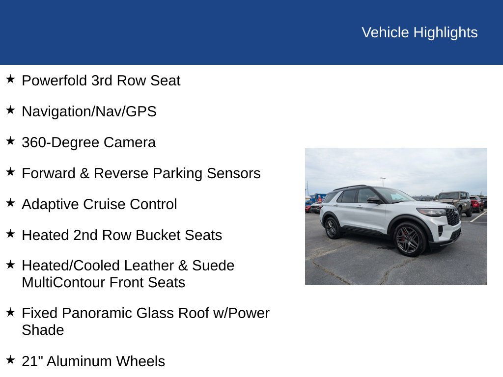 Certified 2026 Ford Explorer ST w/ Sun And Sound Package RWD image 33